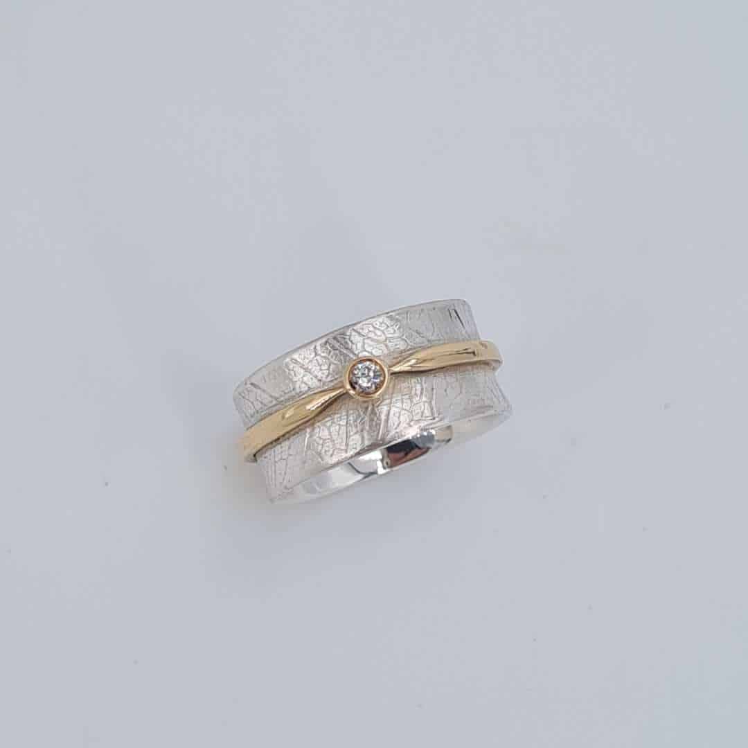 Ring-Silber-Blattstruktur-Gold-Brillant Oschatz