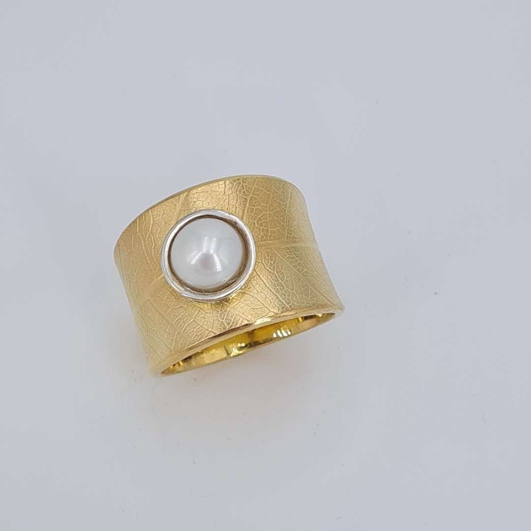 Ring-Blattstruktur-Gold-Perle Oschatz